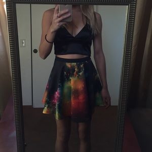 Galaxy Printed Skater Skirt