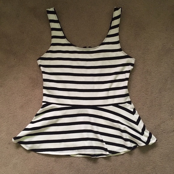 Express Striped Peplum Top