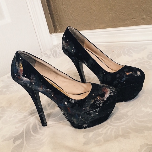 Hand painted size 8 Galaxy high heels