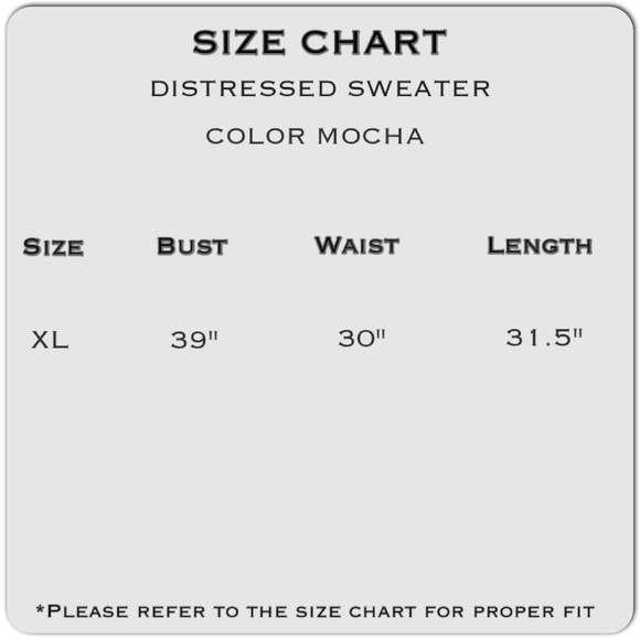 NEW MOCHA DISTRESSED SWEATER - Picture 3 of 4