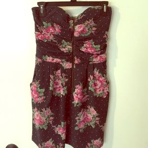 Floral and polka dot mini dress