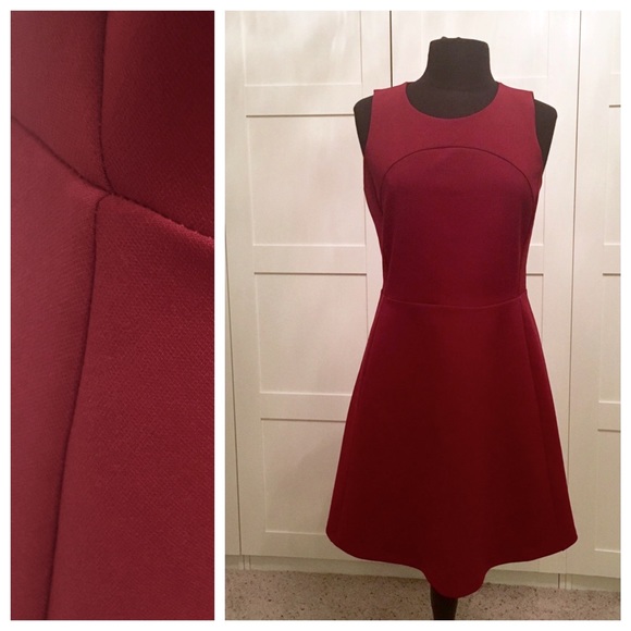 MADEWELL tailored polyester dress in burgundy - Picture 1 of 4