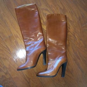 Vintage Cognac brown knee hi boots sz 9