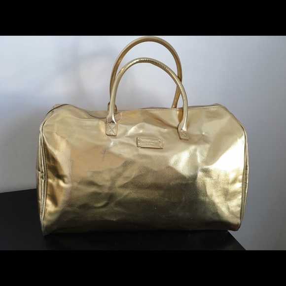 gold weekender bag