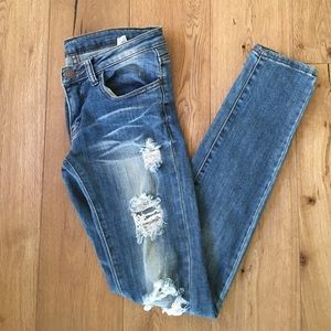 MACHINE stretch ripped skinny denim