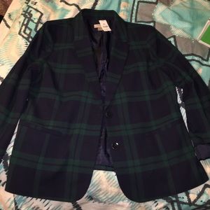 Blue and Green Plaid Loft Blazer