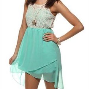 Crochet and Mint Bow Back Dress