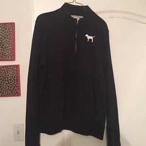 Black half zip pull over