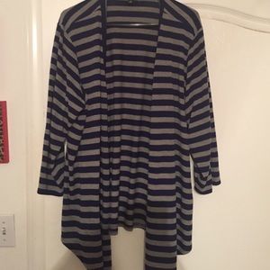 Blue and gray strip cardigan