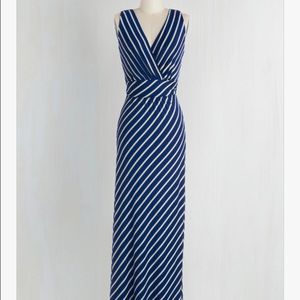 Modcloth Adore Country Maxi Dress in Navy Stripes