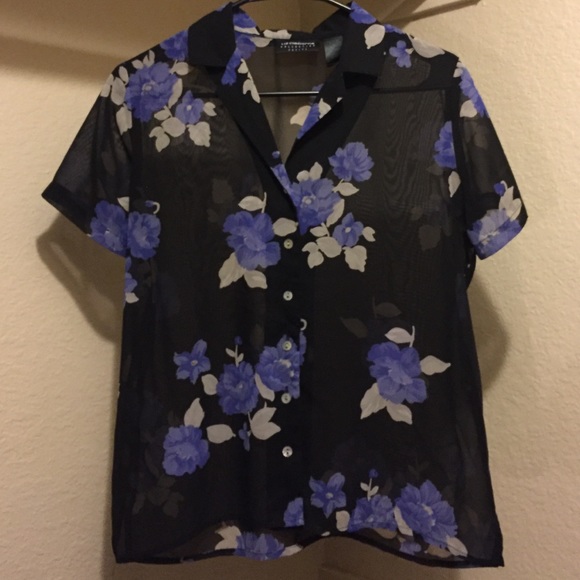 Sheer, Black Floral Top - Picture 1 of 3