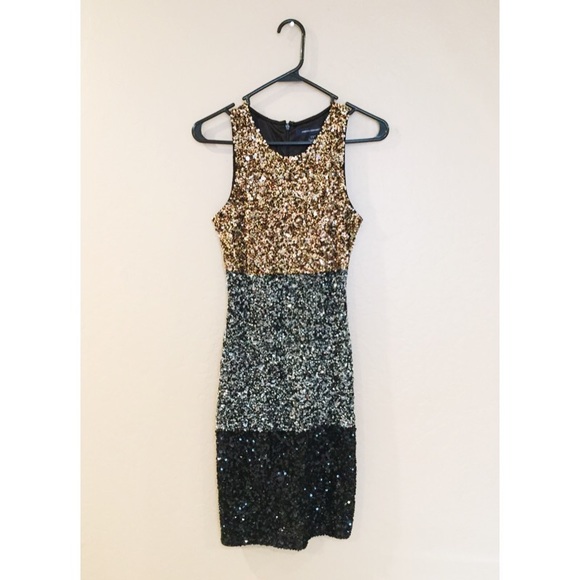 French connection gold + silver + black sequin sz2 - Picture 1 of 3