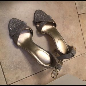 Kelly and Katie silver sparkle heels