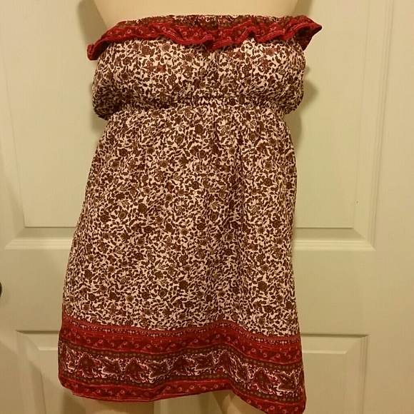 Papaya Dresses & Skirts - Papaya Red white print tube dress