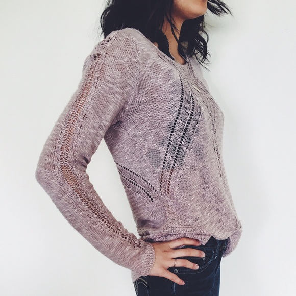 Pink Rose Sweaters Pink Rose Lavender Light Weight Knit Sweater