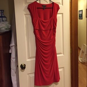 Ralph Lauren stretch red ruched dress