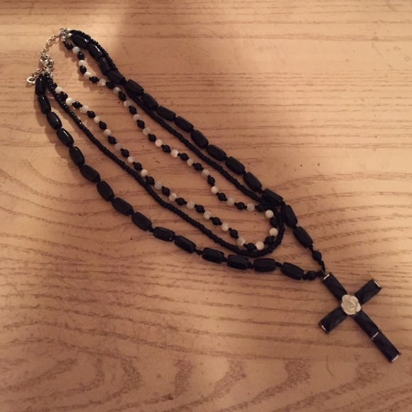 Lovely black and white cross necklace