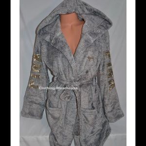 Victoria's Secret pink plush bling robe XS/S grey