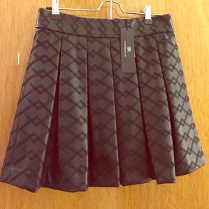 NWT BR Monogram Faux-Leather Box-Pleat Skirt