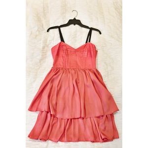 Fun bright poppy orange shiny party dress sz XS/S