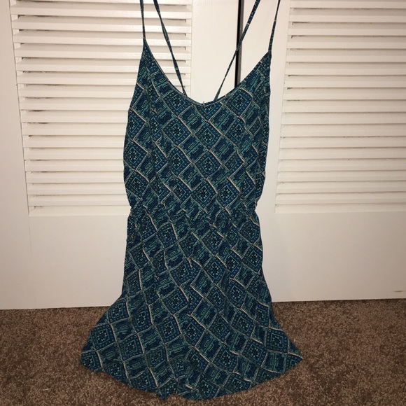 Forever 21 blue pattern romper