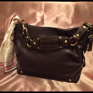 COACH Carly Bag Brown Leather Tote Hobo