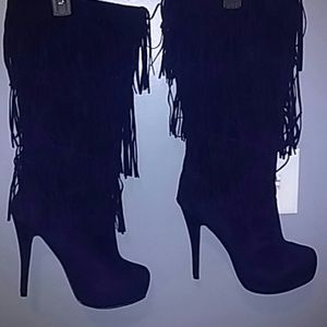 High heel purple boots