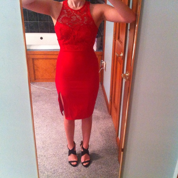 Lulu brand DO+BE red lace racer back dress xs midi - Picture 4 of 4