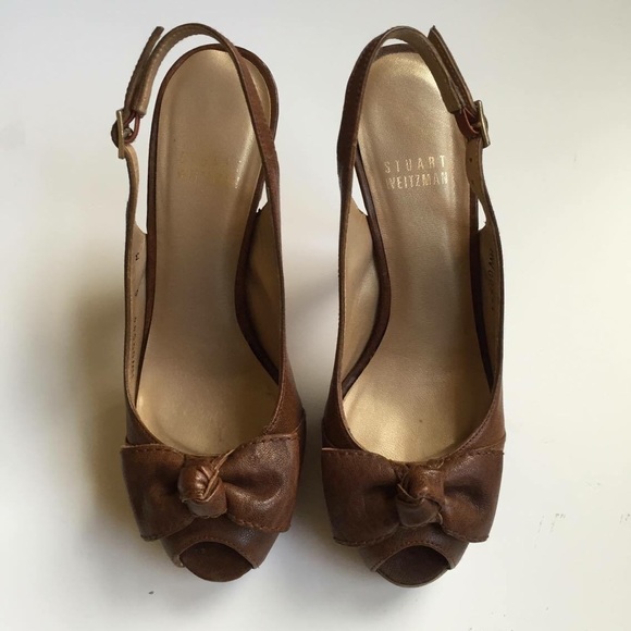 Stuart Weitzman platform brown leather shoes