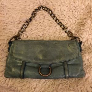 HOBO Clutch/Wallet With Brass Chain strap. Blue