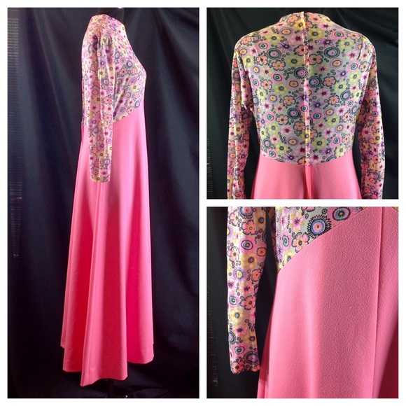 SOLD ๐HP๐ Granny Chic Groovy Flower Power Pink Maxi - Picture 2 of 4