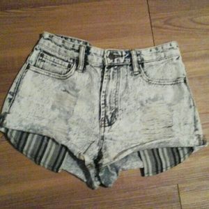 Acid Wash Denim High Waisted Shorts