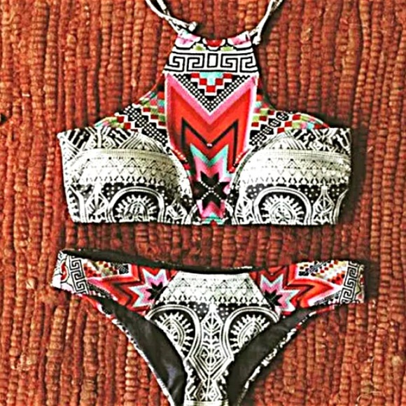 Mara Hoffman Other - TRIBAL AZTEC HALTER CROPTOP CHEEKY BIKINI SWIMSUIT