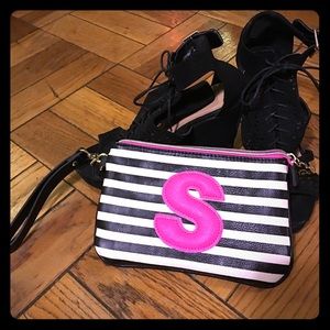 Betsey Johnson Striped "S" Clutch Purse wristlet
