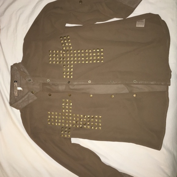 cross studded button up