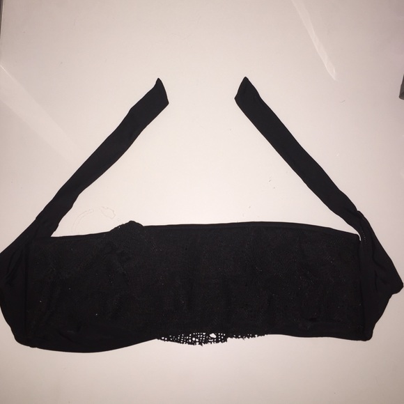 Black laced ruffle swim top