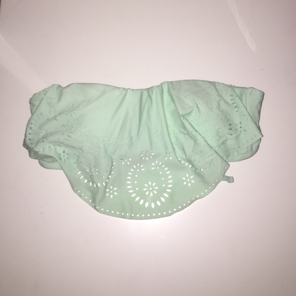 Light blue flounce ruffle swim top