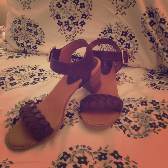 Braided low heel sandals