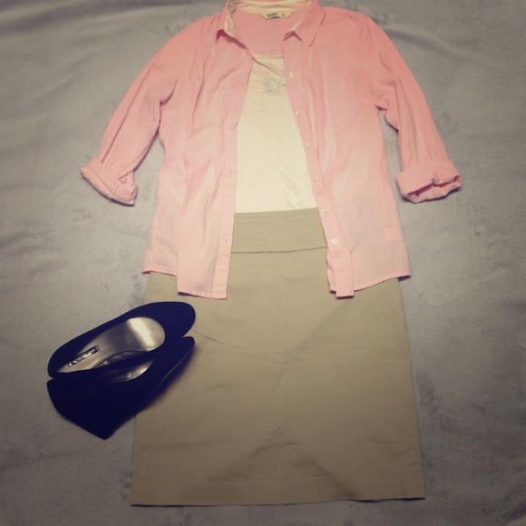 Knee-Length Khaki Skirt