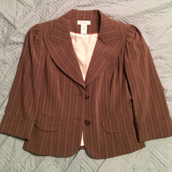 Brown Dressy Pinstriped Blazer