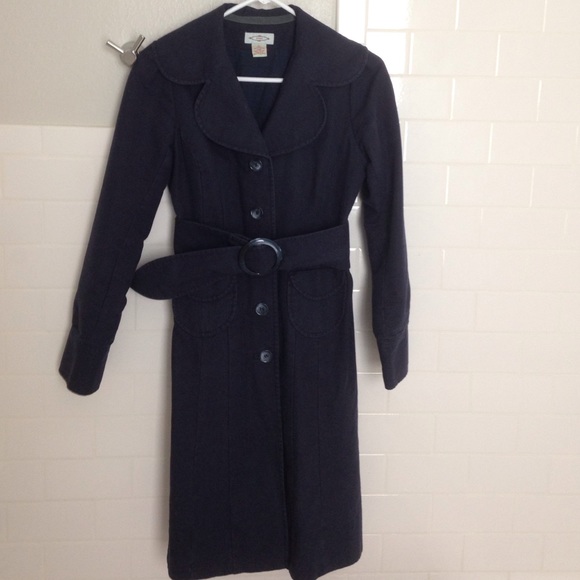 Anthropologie Sitwell navy blue trench coat
