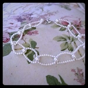 15 inch white faux pearl choker