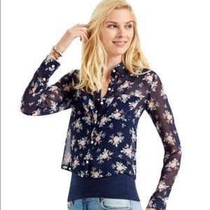 NWOT Floral Sheer long sleeve shirt