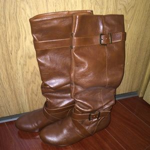 Winter brown high knee boots