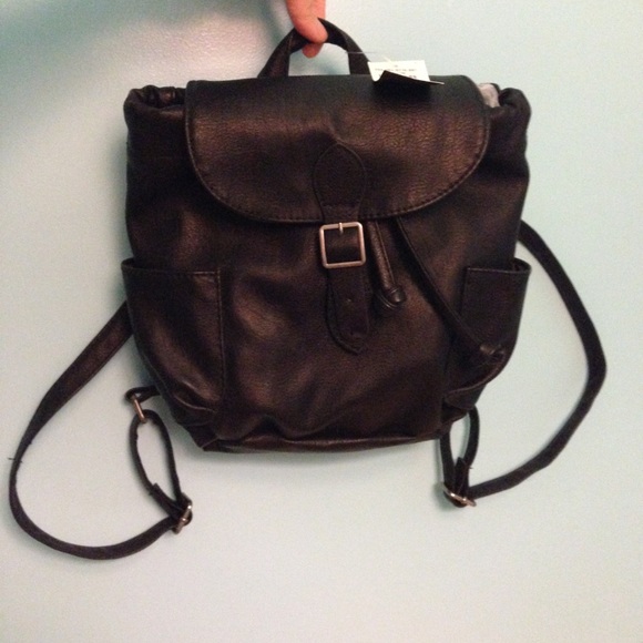 Abercrombie Black Faux Leather Backpack