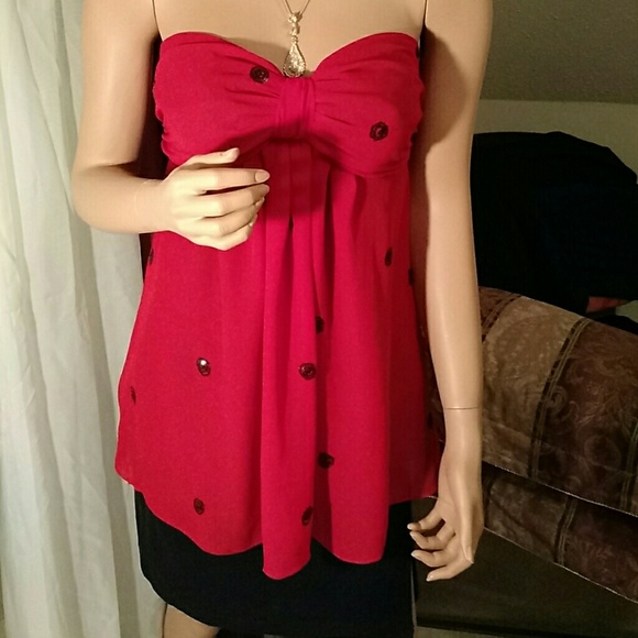 Jonathan Martin strapless Red top