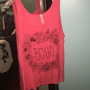 Pink boho flowy tank top