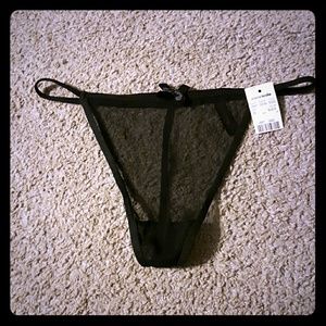 Black Mesh G string with Bow