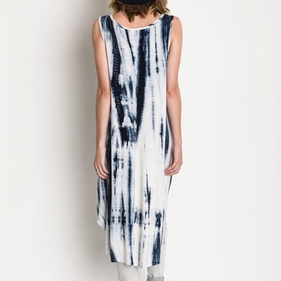 "Inscription" Tie Dye Loose Tank Tunic Top - Picture 2 of 3