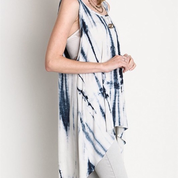 "Inscription" Tie Dye Loose Tank Tunic Top - Picture 3 of 3